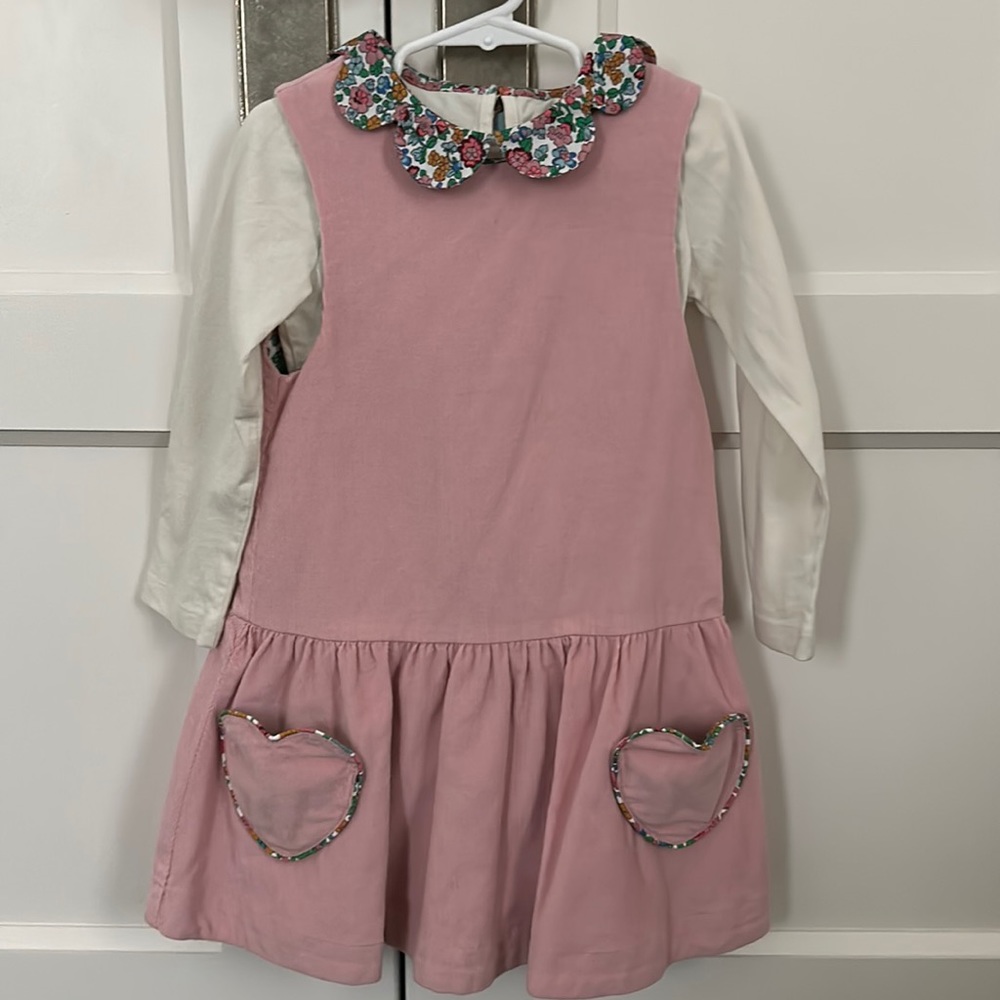 Mini Boden romper with separate floral colar shirt.